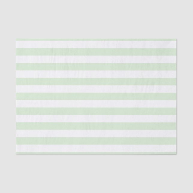 Wide Pale Milky Jade Green White Striped Pattern Tissue Paper (Front)