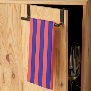 Wide Red And Blue Stripes Tea Towel