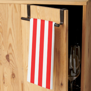 Wide Red White Stripes Tea Towel