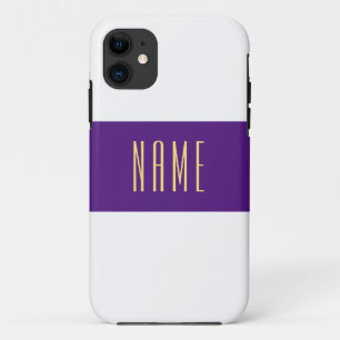 Wide Royal Purple Centre Stripe On White Your Text Case-Mate iPhone Case
