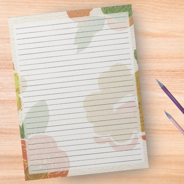  Wide Ruled Retro Flowers Mid Century Vintage Notepad (Creator Uploaded)