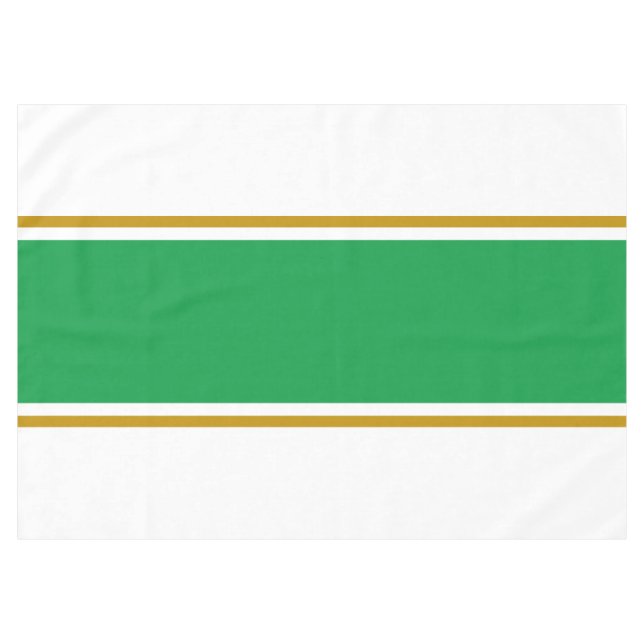 Wide Sea Green Brown Racing Stripes On White Tablecloth (Front (Horizontal))