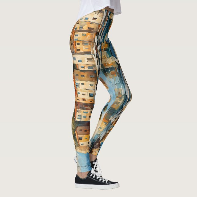 Wide Seascape Mediterranean Ancient Harbour        Leggings (Right)