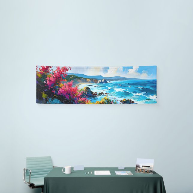 Wide Seascape Mediterranean Beach and Rocks       Banner (Tradeshow)