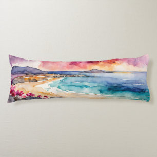 Wide Seascape Mediterranean Purple Serenity Body Cushion