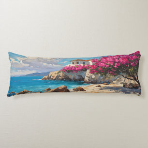 Wide Seascape Mediterranean Quiet Beach Body Cushion