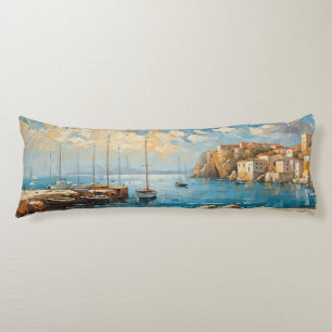 Wide Seascape Mediterranean Quiet Coastal Retreat Body Cushion