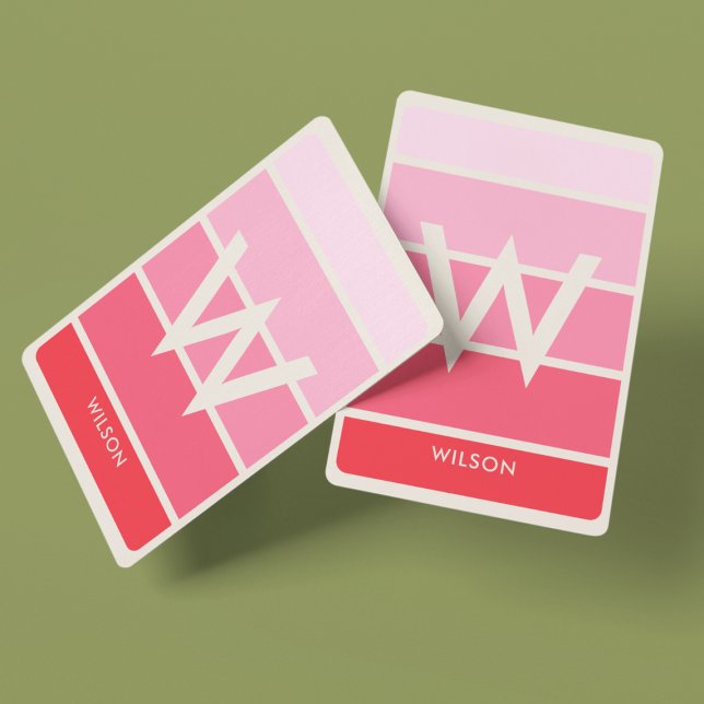 Wide Soft Pink Gradient Striped Monogram Personal Playing Cards (Creator Uploaded)