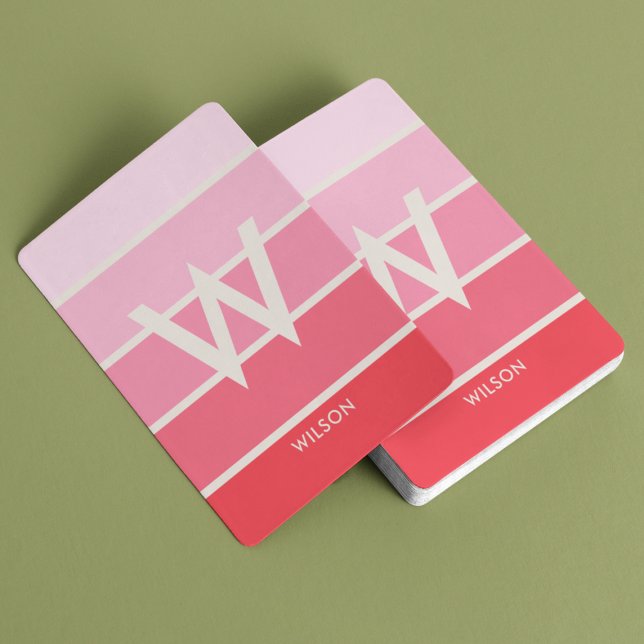Wide Soft Pink Gradient Striped Monogram Personal Playing Cards (Creator Uploaded)