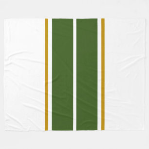 Wide Sporty Forest Green White Racing Stripes Fleece Blanket