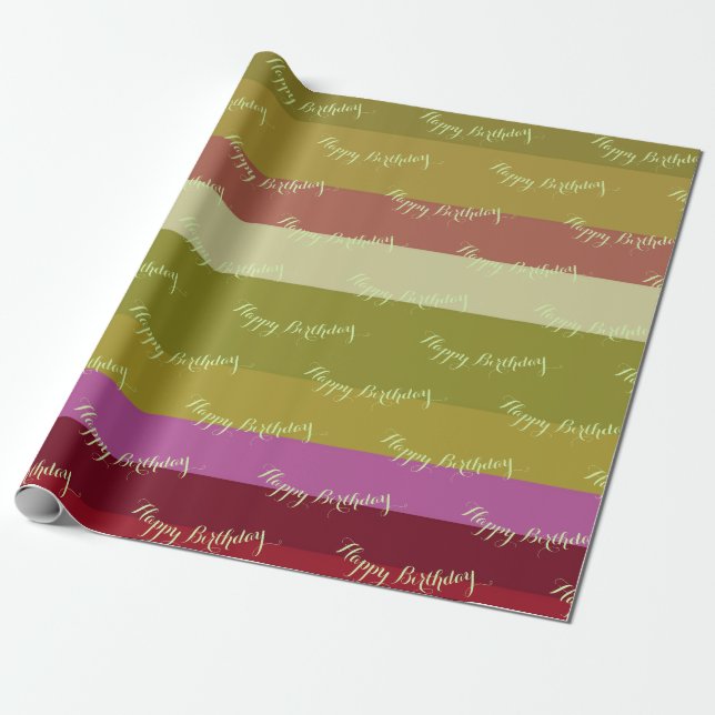 Wide Stripe Any Occasion Gift Wrap (Unrolled)