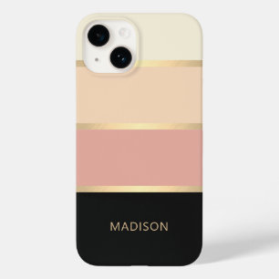 Wide Striped Modern Monogram Name Case-Mate iPhone 14 Case