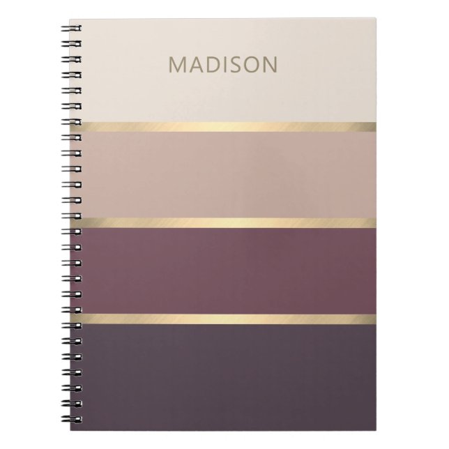 wide striped modern monogram notebook (Front)