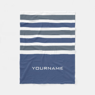 Wide Stripes custom monogram fleece blanket