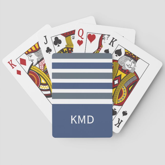 Wide Stripes custom monogram playing cards (Back)