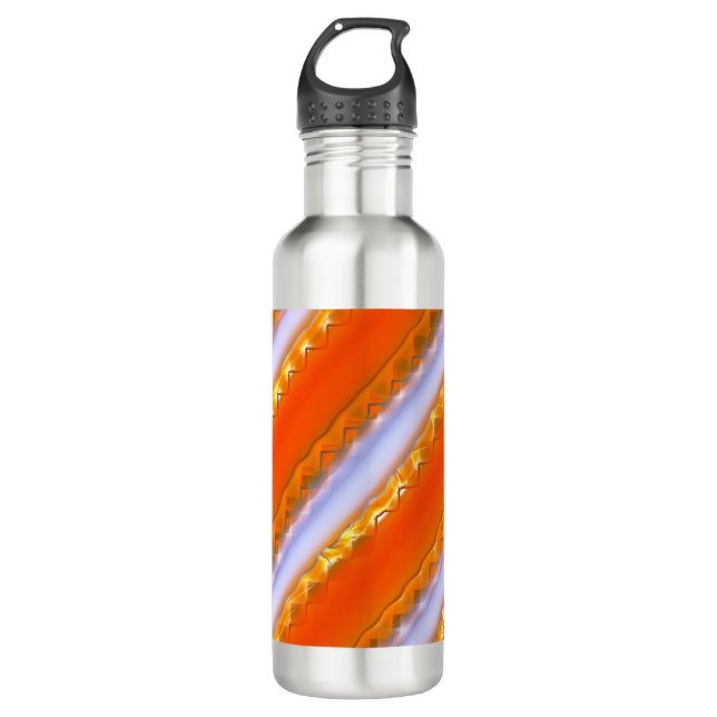 Wide stripes in ice to yellowish orange lace style 710 ml water bottle (Front)