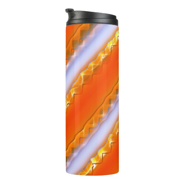 Wide stripes in ice to yellowish orange lace style thermal tumbler (Rotated Right)
