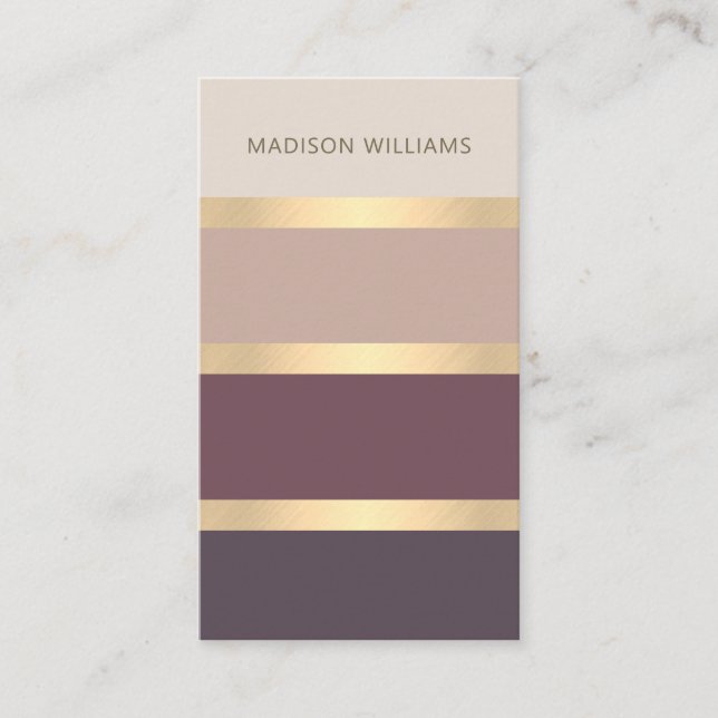 Wide Stripes Modern Classy Gold  Business Card (Front)