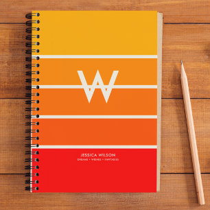 Wide Sunrise Striped Monogram Personal Notebook
