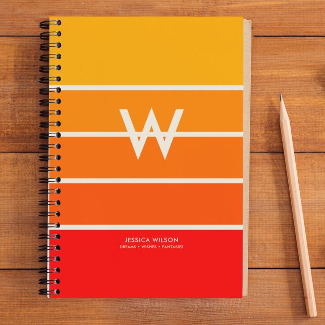 Wide Sunrise Striped Monogram Personal Notebook (Creator Uploaded)
