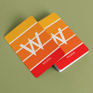 Wide Sunrise Striped Monogram Personal Playing Cards