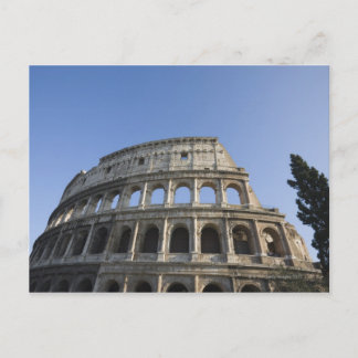 Wide view looking up at the Roman Colosseum with Postcard