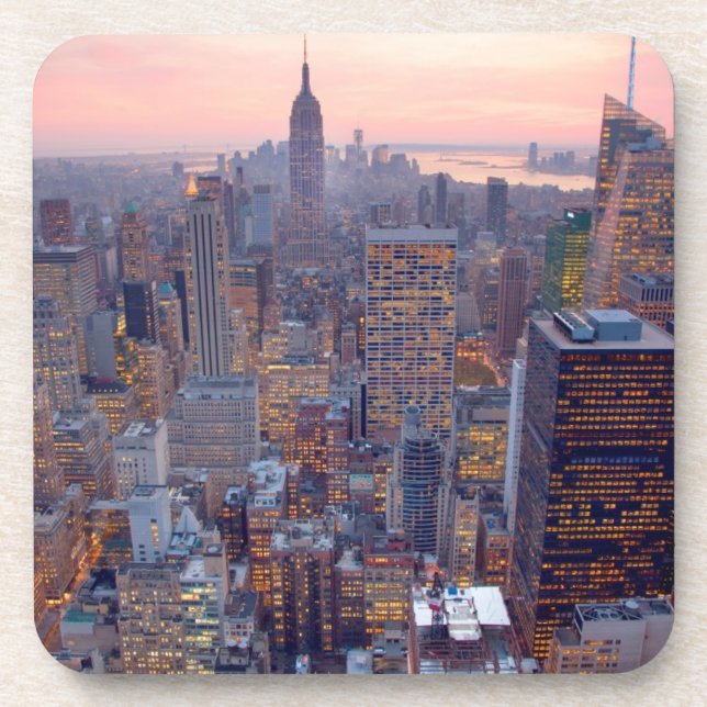 Wide view of Manhattan at sunset Coaster (Front)