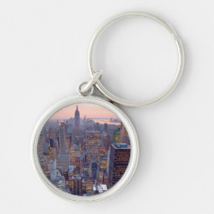 Wide view of Manhattan at sunset Key Ring