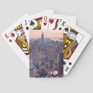 Wide view of Manhattan at sunset Playing Cards