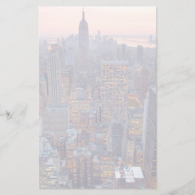 Wide view of Manhattan at sunset Stationery (Front)