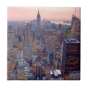 Wide view of Manhattan at sunset Tile
