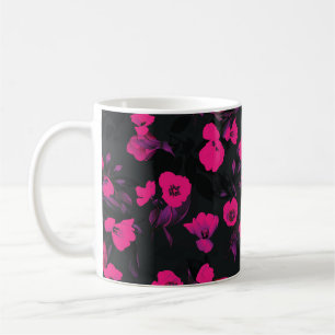 Wide vintage floral, stylised tulips pattern. coffee mug