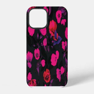 Wide vintage floral, stylised tulips pattern. iPhone 12 case