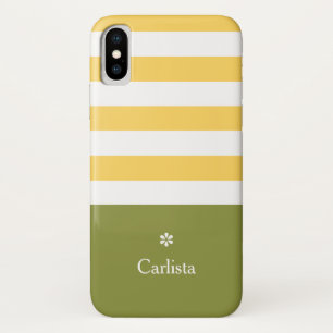 Wide Yellow Horizontal Stripes Green Name Daisy Case-Mate iPhone Case