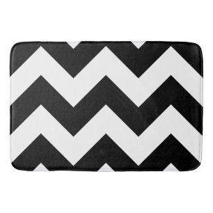 Wide Zigzag Pattern Black & White Bath Mat