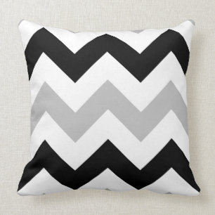 Wide Zigzag Pattern Grey Black & White Cushion