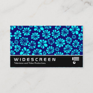 Widescreen 239 - Cyan and Navy Floral Business Card