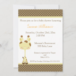 Widget Giraffe Baby Shower Invitation Neutral