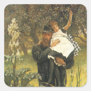 Widower by Tissot, Vintage Victorian Portrait Art Square Sticker