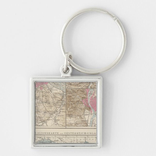 Wien, Prag, BudaPest Map Key Ring (Front)