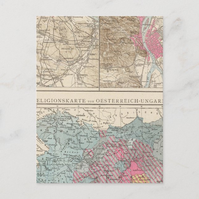 Wien, Prag, BudaPest Map Postcard (Front)