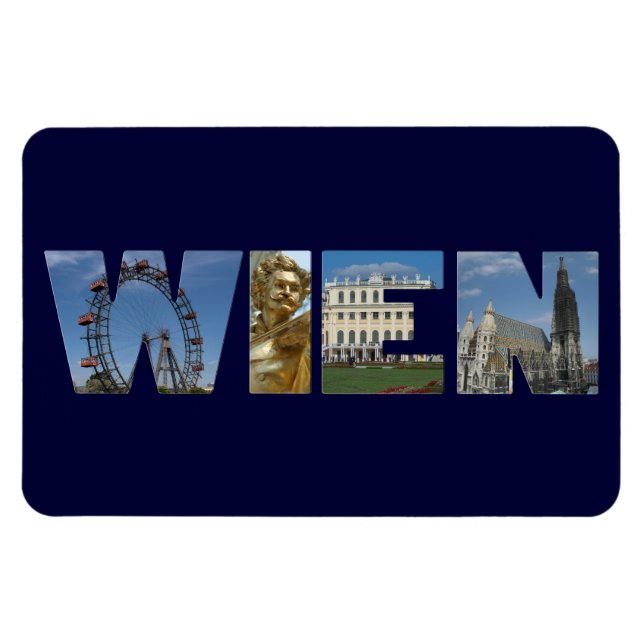 Wien Tag With Famous Landmarks Magnet (Horizontal)