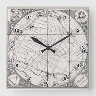 Wien von August Hirschvogel  Quadratische Wanduhr Square Wall Clock
