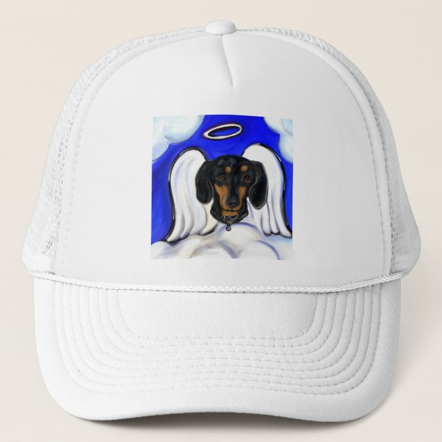 Wiener Dog Angel Trucker Hat (Front)