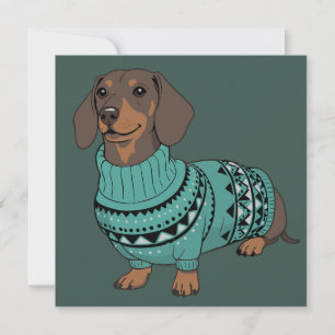 Wiener Dog Christmas Ugly Sweater Dachshund Pet  Holiday Card