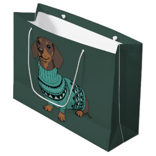 Wiener Dog Christmas Ugly Sweater Dachshund Pet  Large Gift Bag