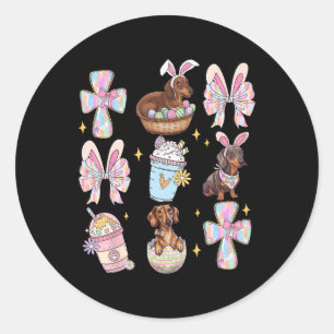 Wiener Dog Dachshund Coquette Bow Christian Doxie Classic Round Sticker
