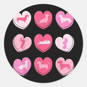 Wiener Dog Dachshund Hearts Candy Valentines Day D Classic Round Sticker