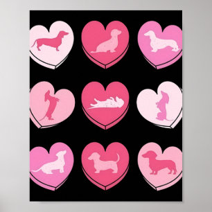Wiener Dog Dachshund Hearts Candy Valentines Day D Poster