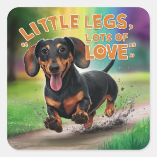 Wiener Dog Little Legs Lots of Love Square Sticker